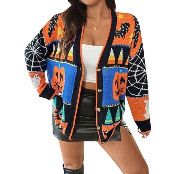 Oversized Halloween Print Cardigan NWOT - Picture 1 of 5